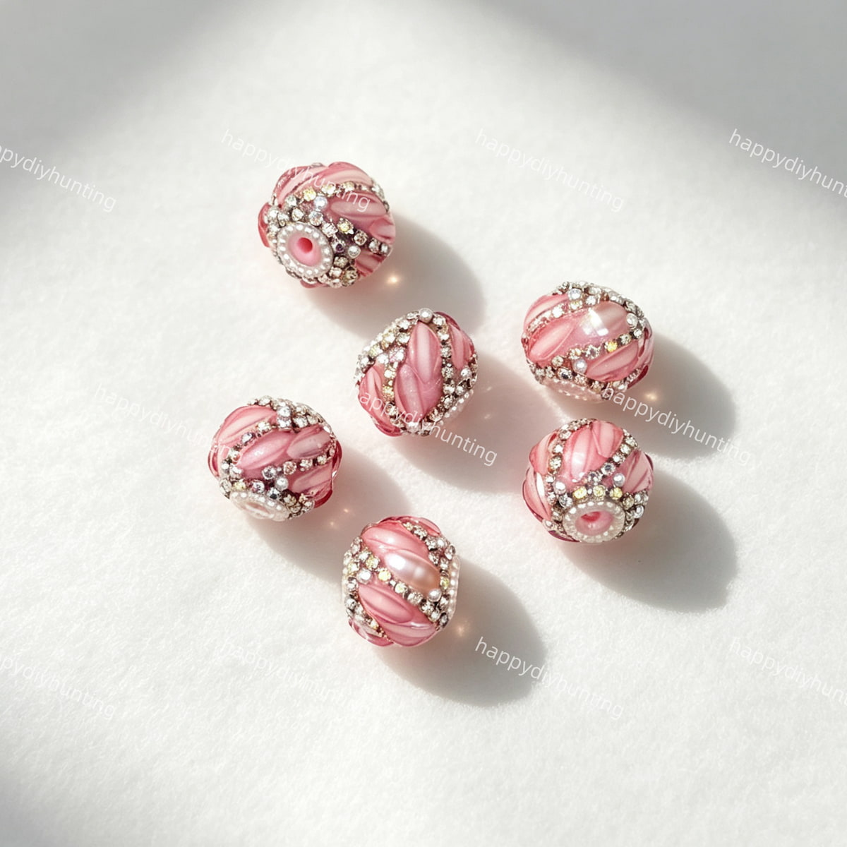 pink 20mm swirl pave round rhinestone beads for DIY beadable pens and jewelry crafts