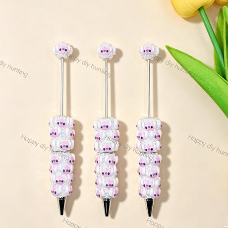 Cute pink alien character beadable pens for diy handmade stationery crafts wholesale alien design