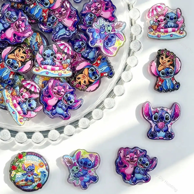 pink blue alien cartoon acrylic focal beads for DIY beadable pens keychains and handmade jewelry crafts