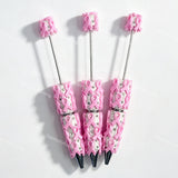 pink bow print beadable pens wholesale for DIY custom crafts and personalized pens