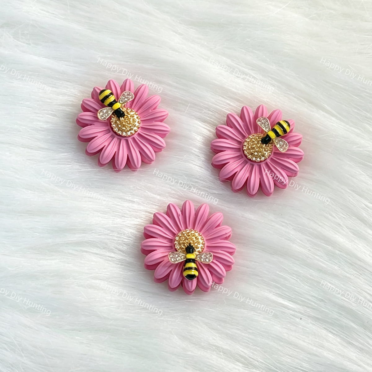 pink daisy bee metal spacer beads for DIY beadable pens and jewelry crafts