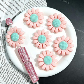 Pink Daisy Silicone Focal Beads for custom beadable pen handmade DIY craft projects