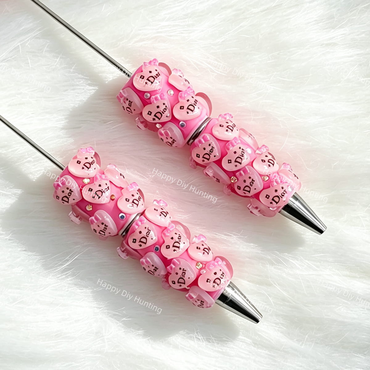 pink heart designer D*R beadable pens for DIY custom crafts and personalized pens