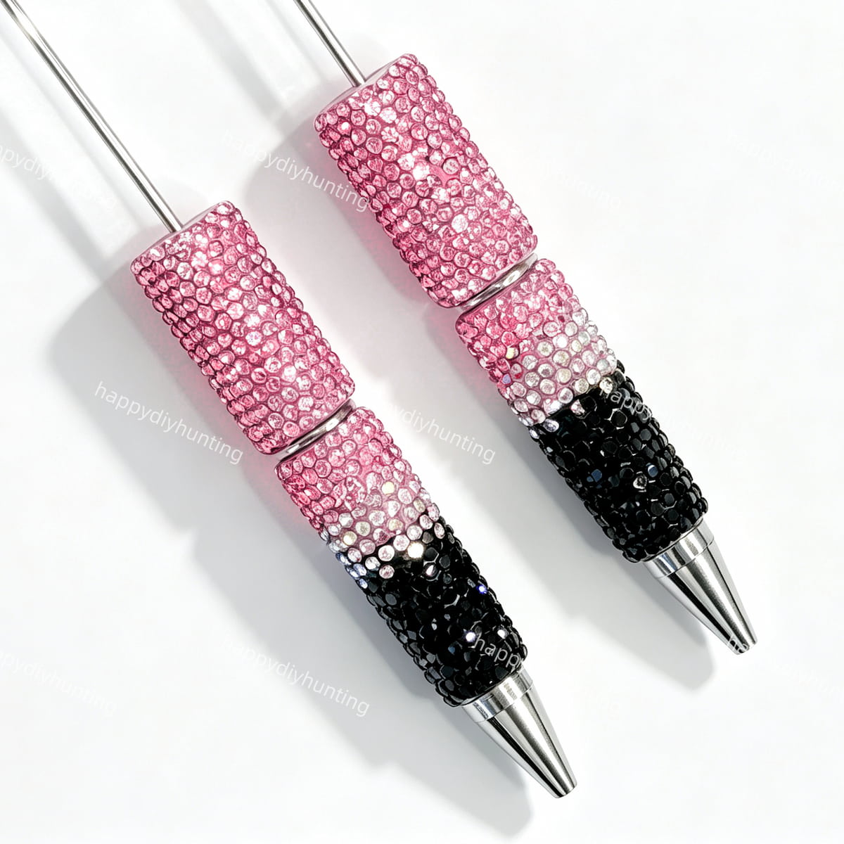 pink ombre rhinestone beadable pen wholesale for DIY custom crafts and personalized pens