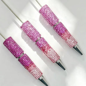 Pink purple gradient rhinestone beadable pens for DIY beadable pen making