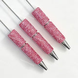 Pink rhinestone covered beadable pens wholesale, blank pen base compatible with focal beads and pen toppers for DIY bead pen crafts