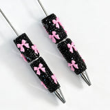 pink rhinestone beadable pen with bow decoration wholesale for DIY custom crafts and personalized pens