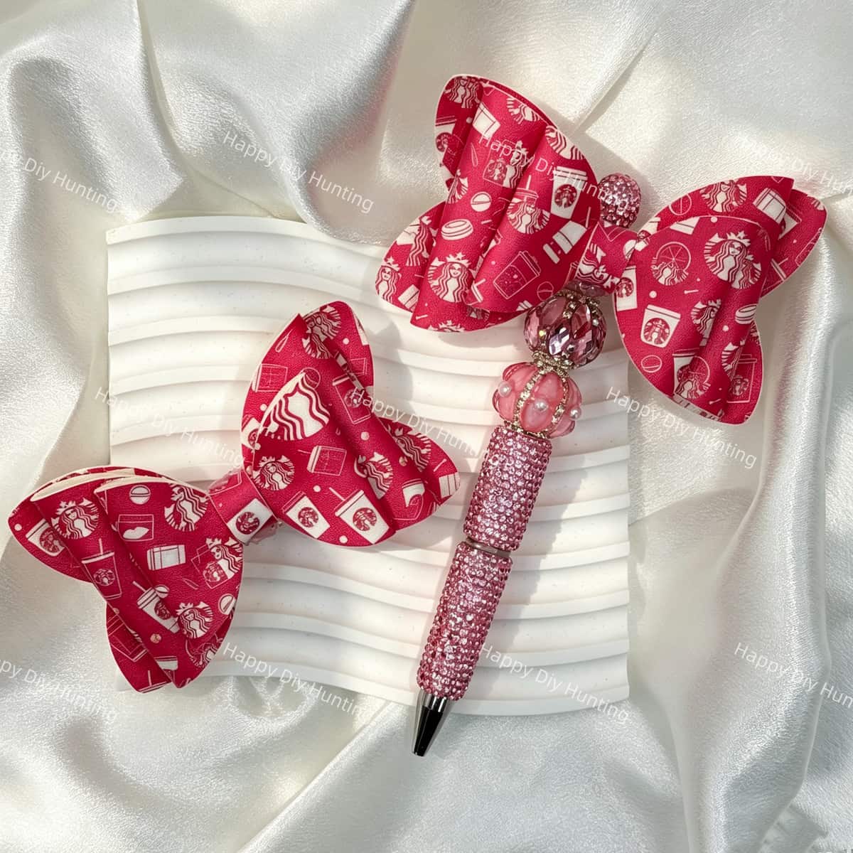 pink star coffee bow beads for DIY pens and sweet coffee-inspired handmade crafts