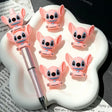 Pink big‑eared alien 3D silicone focal beads, cute 3‑dimensional pink alien character silicone beads for beadable pens and DIY keychain craft projects