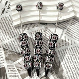 Pink bow spiderweb halloween beadable pens, gothic printed pen bases with bow and rhinestone accents for DIY custom pen craft projects
