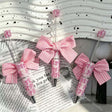 pink gingham bow pattern beadable pens girly theme for diy stationery and handmade gifts