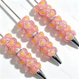 pink glitter heart themed beadable pens for diy craft making, compatible with focal beads and pen toppers