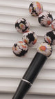 15mm Round Black Base White Daisy Printed Silicone Beads