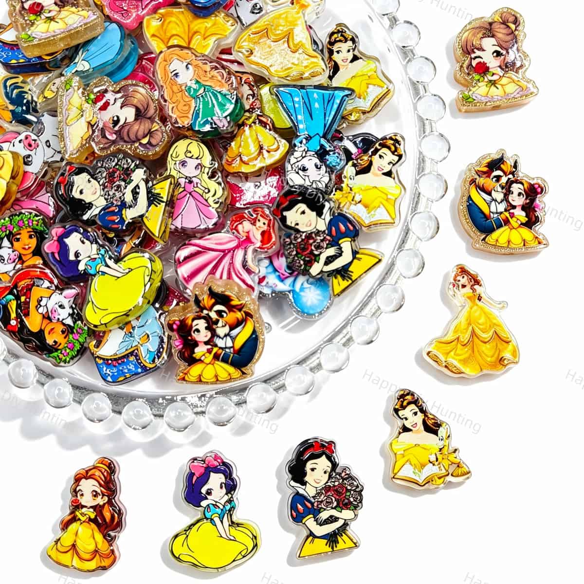 Cute Princess Cartoon Print Acrylic Focal Beads colorful graphic acrylic focal beads for handmade crafts