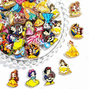 Cute Princess Cartoon Print Acrylic Focal Beads colorful graphic acrylic focal beads for handmade crafts
