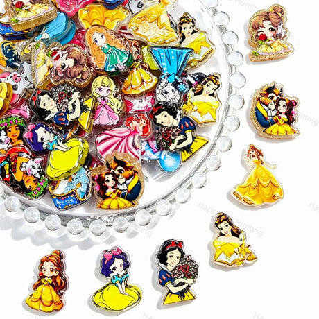 Cute Princess Cartoon Print Acrylic Focal Beads colorful graphic acrylic focal beads for handmade crafts