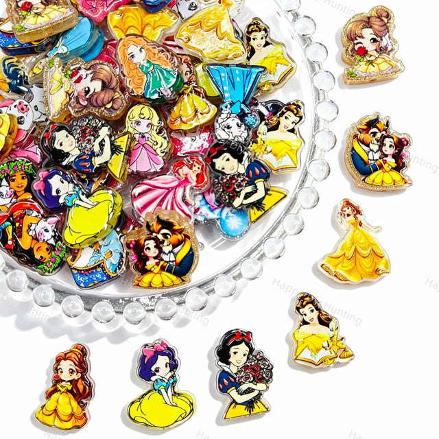 Cute Princess Cartoon Print Acrylic Focal Beads colorful graphic acrylic focal beads for handmade crafts