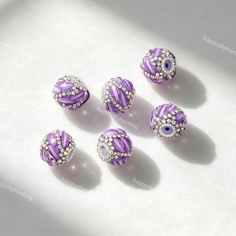 purple 20mm swirl pave round rhinestone beads for DIY beadable pens and jewelry crafts
