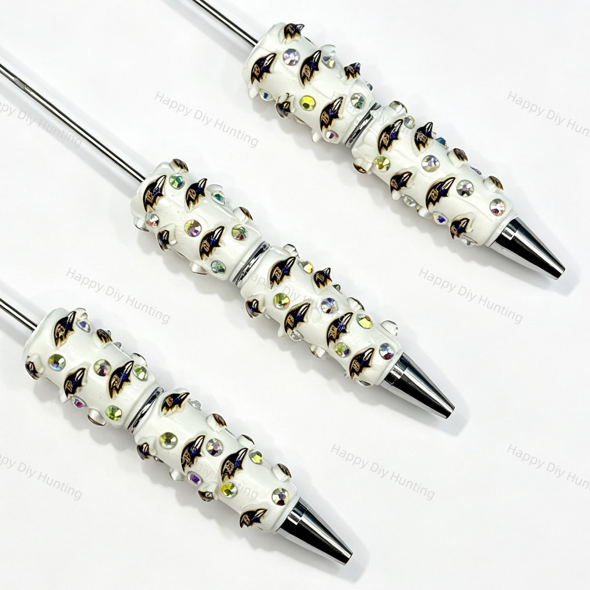 purple-black raven bird BR football team sports beadable pens wholesale for DIY fan crafts and custom pens