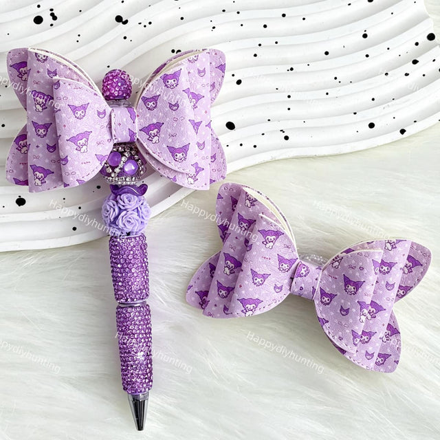 purple gothic bunny bow beads for DIY beadable pens and jewelry crafts