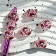 sparkly purple retro girl character round rhinestone beads for diy beadable pens craft supplies