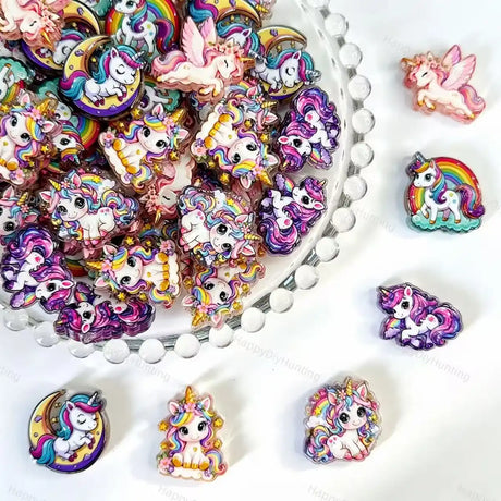 Dreamy rainbow unicorn acrylic focal beads for DIY beadable pens
