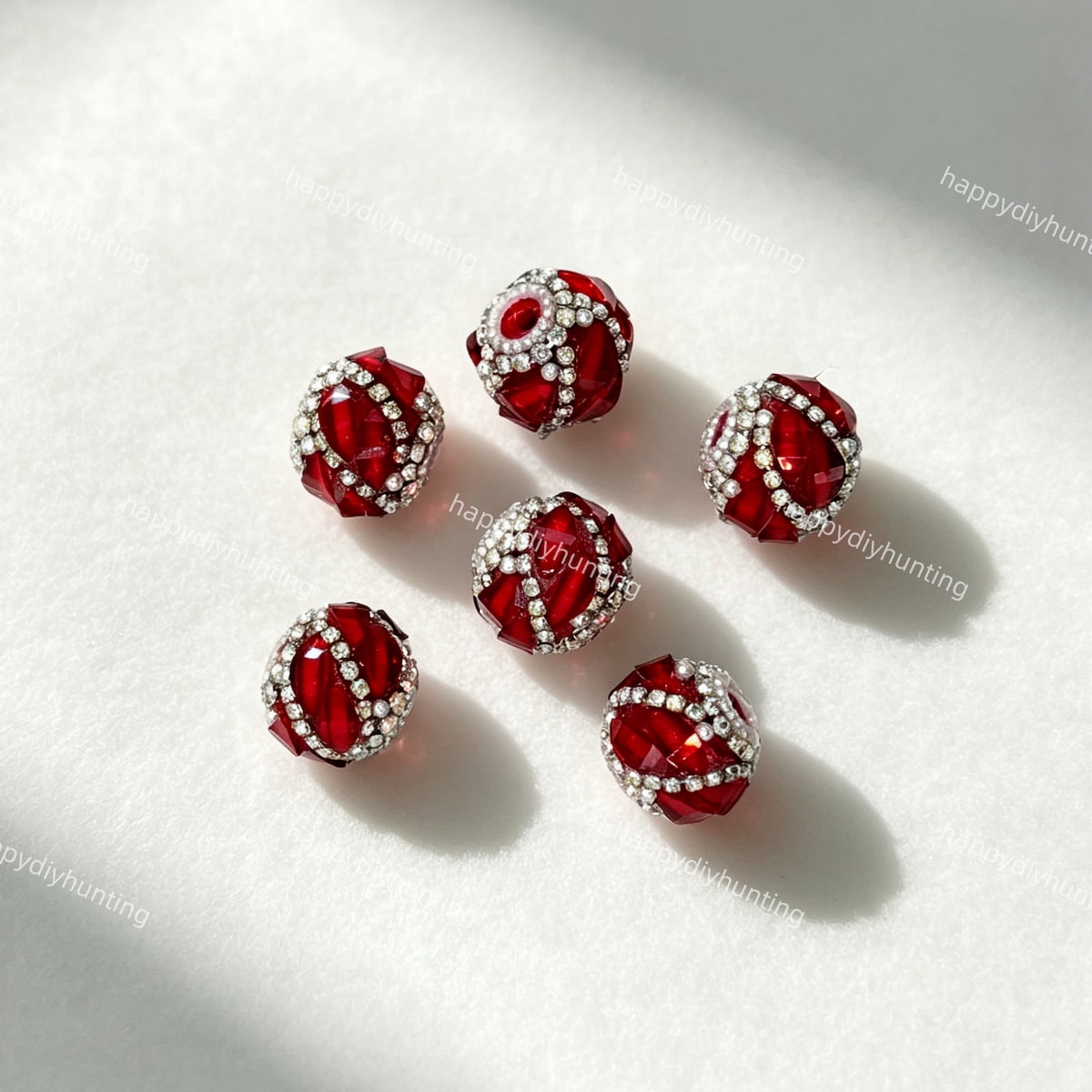 red 20mm swirl pave round rhinestone beads for DIY beadable pens and jewelry crafts