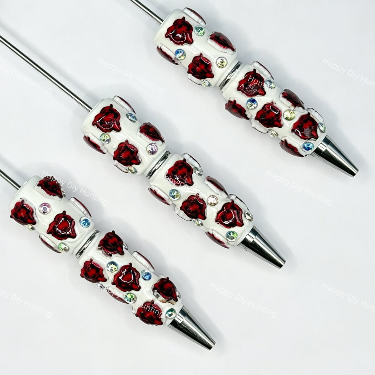red bear-head MSU college football team sports beadable pens wholesale for DIY fan crafts and custom pens