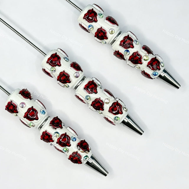 red bear-head MSU college football team sports beadable pens wholesale for DIY fan crafts and custom pens