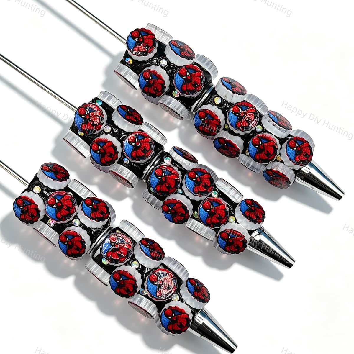 Red Blue Cartoon Hero Print Cartoon Character Beadable Pens finished handmade bead pen for stationery gift projects