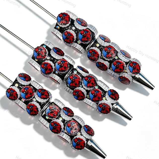 Red Blue Cartoon Hero Print Cartoon Character Beadable Pens finished handmade bead pen for stationery gift projects