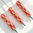 Red Christmas deer print beadable pens for DIY beadable pen craft projects