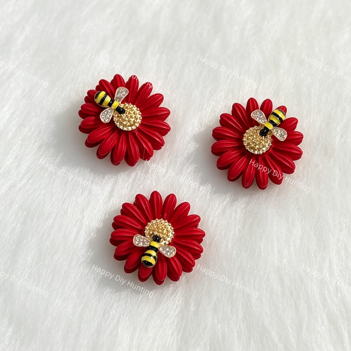 red daisy bee metal spacer beads for DIY beadable pens and jewelry crafts