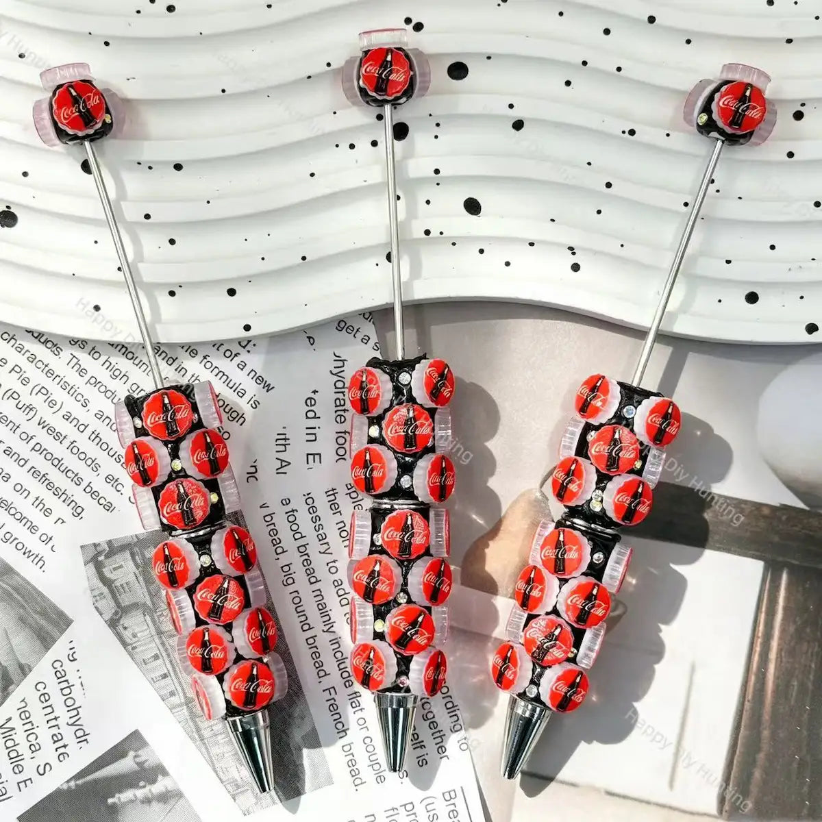 red drink cap printed beadable pens for diy handmade craft projects