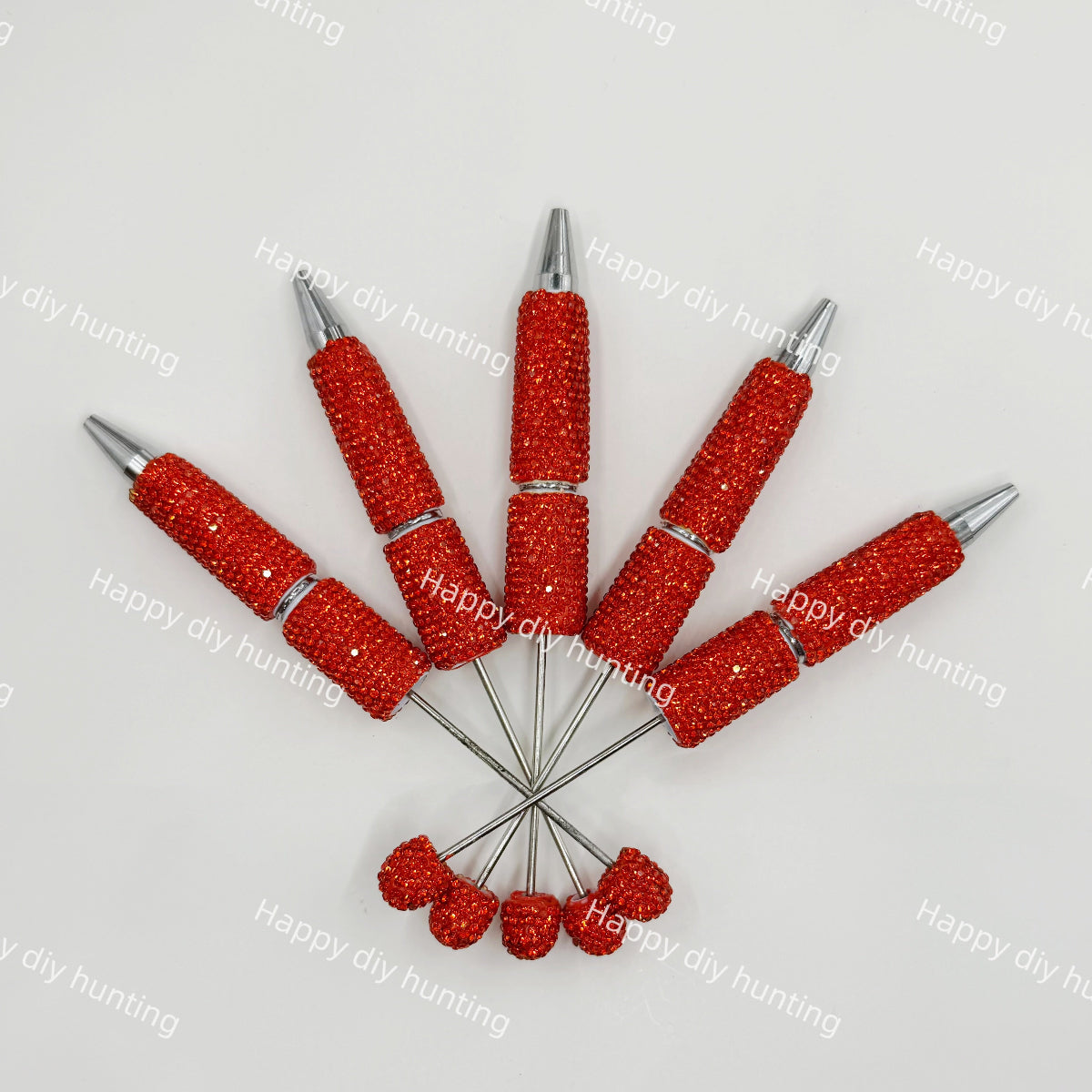 red rhinestone beadable pen blanks diy handmade stationery craft supplies wholesale glitter design
