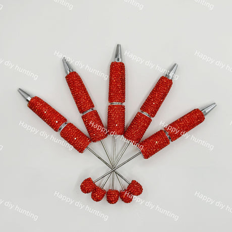 red rhinestone beadable pen blanks diy handmade stationery craft supplies wholesale glitter design