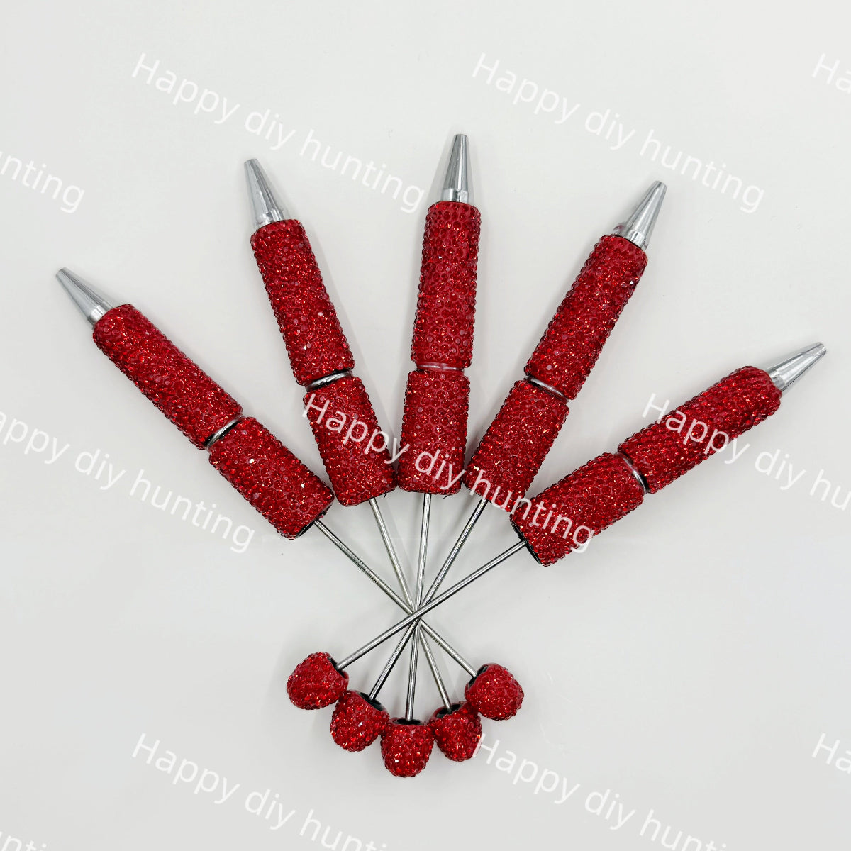 red rhinestone beadable pen blanks diy handmade stationery craft supplies wholesale glitter design