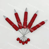 red rhinestone beadable pen blanks diy handmade stationery craft supplies wholesale glitter design