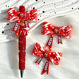 red-white lightning star SF football theme bow silicone focal beads for DIY pens and sports-themed crafts