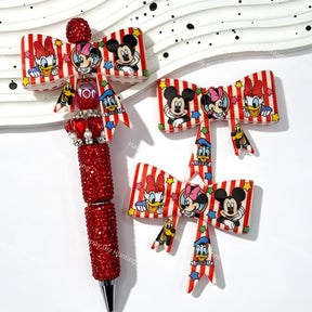 red-white stripe cartoon mouse bow silicone focal beads for DIY beadable pens and cute crafts
