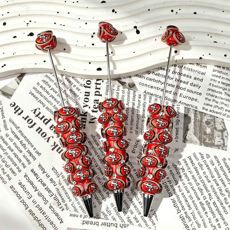 Red‑black SF football sports beadable pens, decorative diy pen blanks for handmade craft projects