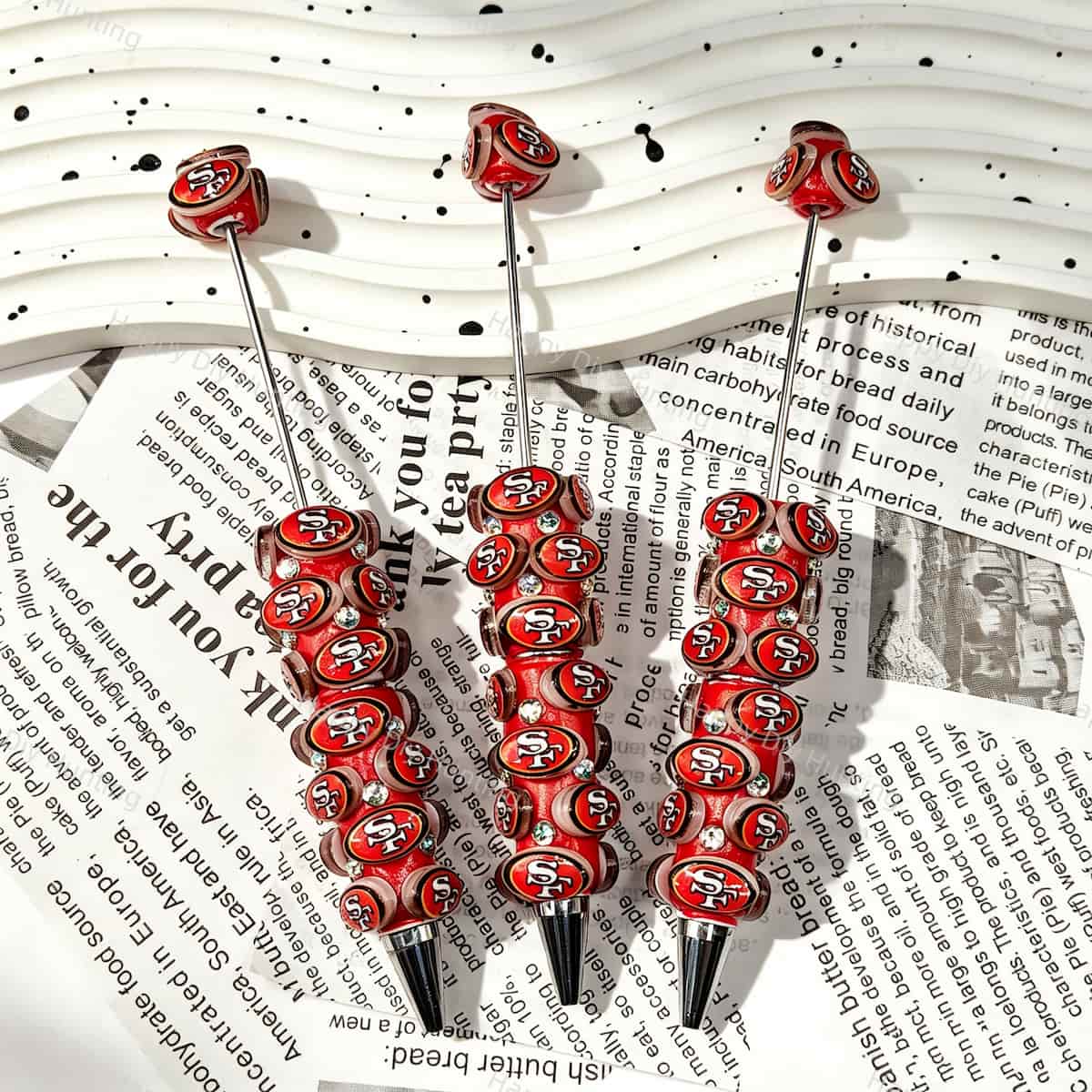 Red‑black SF football sports beadable pens, decorative diy pen blanks for handmade craft projects