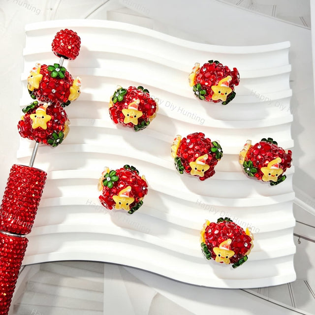 Red Cartoon Cute Star Rhinestone Character Beads for custom beadable pen handmade DIY craft projects