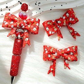 Red Christmas Cartoon Bow Silicone Focal Beads for beadable pen DIY craft projects