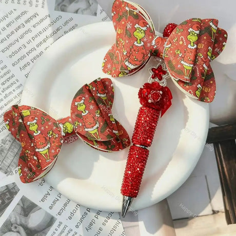 red holiday monster fabric bow beads decorative accessories for diy beadable pens handmade stationery