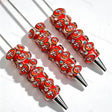 Red SF football sports beadable pens, diy pen blanks with rhinestone and rose‑gold spacer accents for beadable pen handmade craft supplies