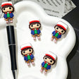 Red‑trim cap cartoon boy 3D silicone focal beads, cute 3‑dimensional boy character silicone beads for beadable pens and DIY keychain craft projects