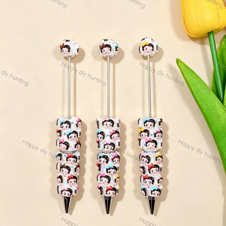 retro pin-up cartoon character beadable pens for diy handmade stationery crafts wholesale retro design