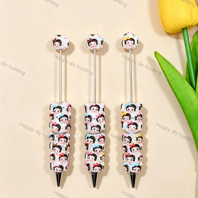 retro pin-up cartoon character beadable pens for diy handmade stationery crafts wholesale retro design