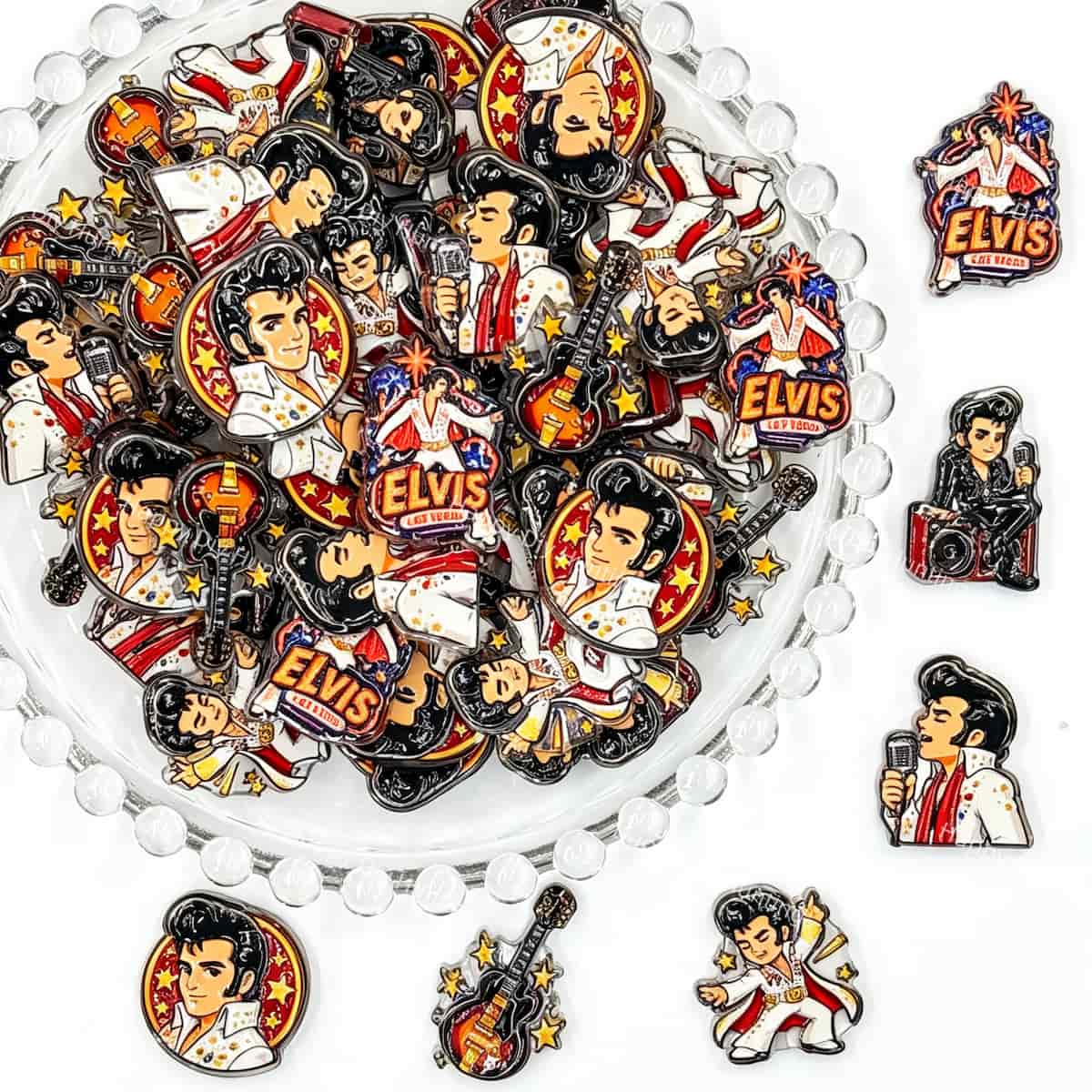 retro rock star acrylic focal beads for DIY pens and music-themed handmade jewelry